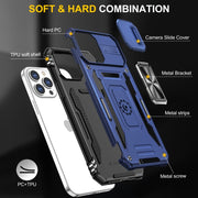 For iPhone 15 Pro Armor PC + TPU Camera Shield Phone Case(Navy Blue)