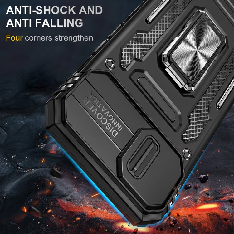 For iPhone 15 Plus Armor PC + TPU Camera Shield Phone Case(Black)