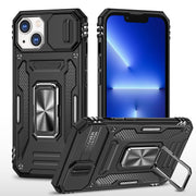 For iPhone 15 Plus Armor PC + TPU Camera Shield Phone Case(Black)
