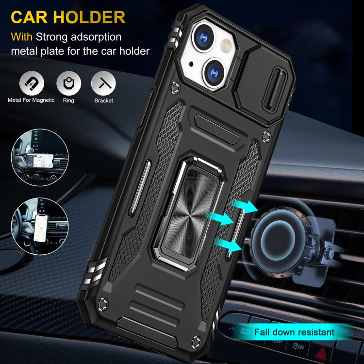 For iPhone 15 Plus Armor PC + TPU Camera Shield Phone Case(Black)