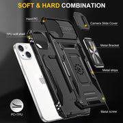 For iPhone 15 Plus Armor PC + TPU Camera Shield Phone Case(Black)