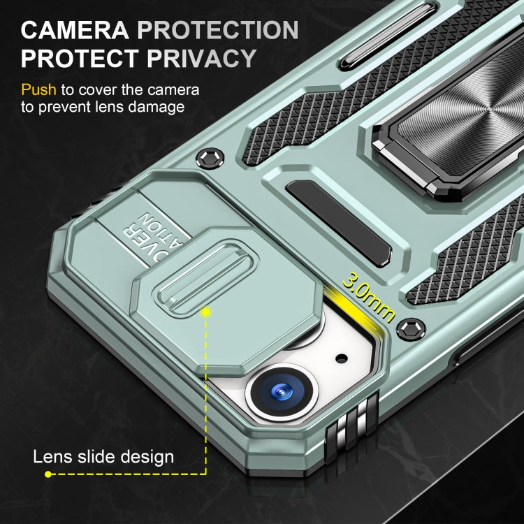 For iPhone 15 Armor PC + TPU Camera Shield Phone Case(Alpine Green)