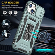 For iPhone 15 Armor PC + TPU Camera Shield Phone Case(Alpine Green)