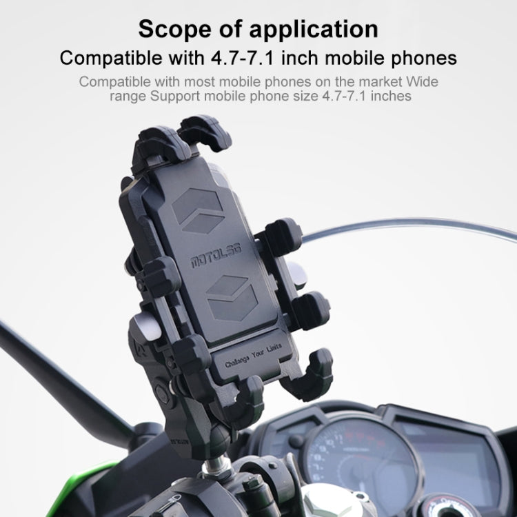 MOTOSLG Crab Motorcycle Phone Clamp Bracket L-Type Rear Mirror Mount(Black)