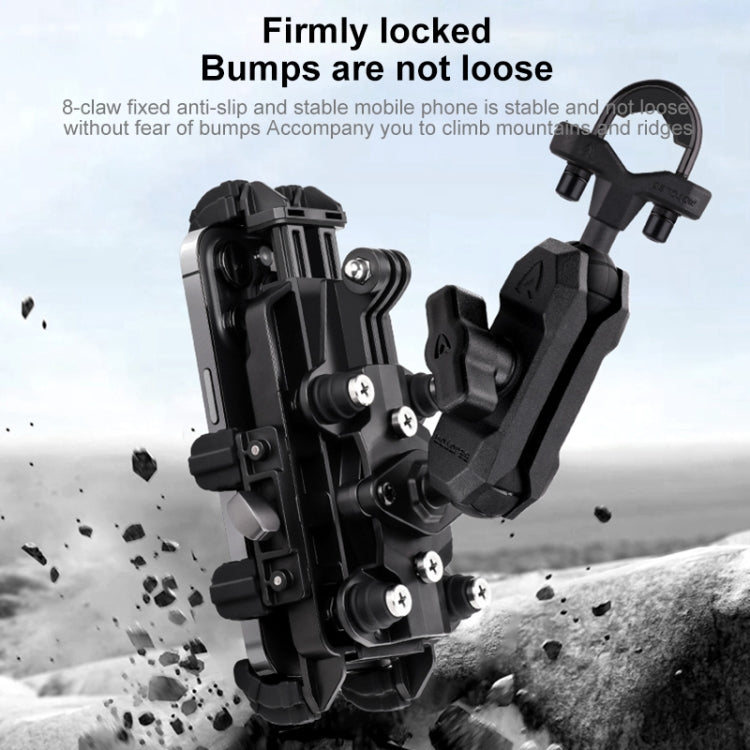 MOTOSLG Crab Motorcycle Phone Clamp Bracket L-Type Rear Mirror Mount(Black)