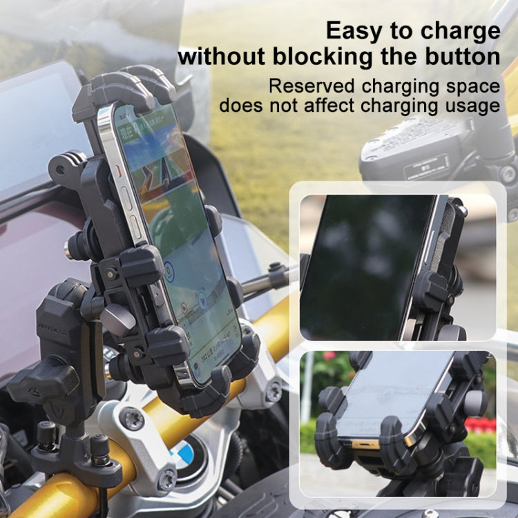 MOTOSLG Crab Motorcycle Phone Clamp Bracket L-Type Rear Mirror Mount(Black)