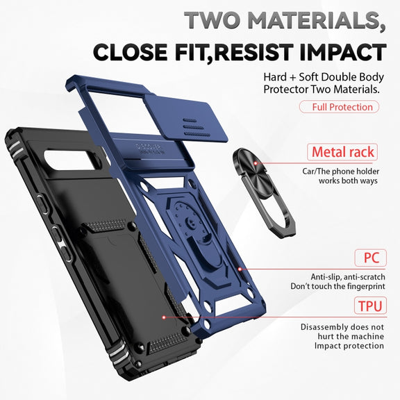 For Google Pixel 7a Sliding Camshield Holder Phone Case(Blue)