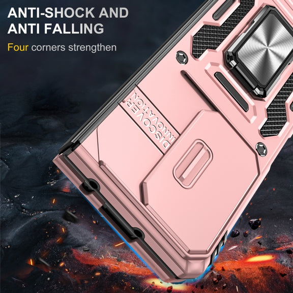 For Samsung Galaxy Z Fold5 5G Armor PC + TPU Camera Shield Phone Case(Rose Gold)