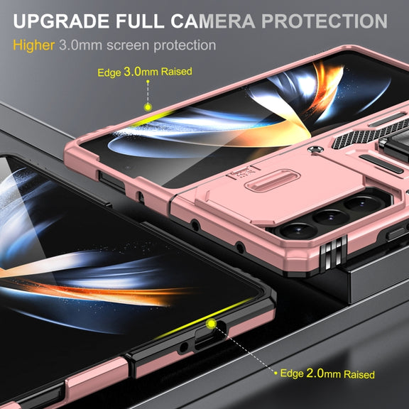 For Samsung Galaxy Z Fold5 5G Armor PC + TPU Camera Shield Phone Case(Rose Gold)