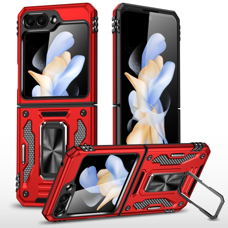 For Samsung Galaxy Z Flip5 5G Armor PC + TPU Camera Shield Phone Case(Red)