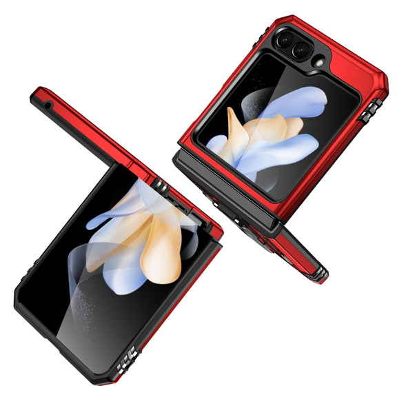For Samsung Galaxy Z Flip5 5G Armor PC + TPU Camera Shield Phone Case(Red)