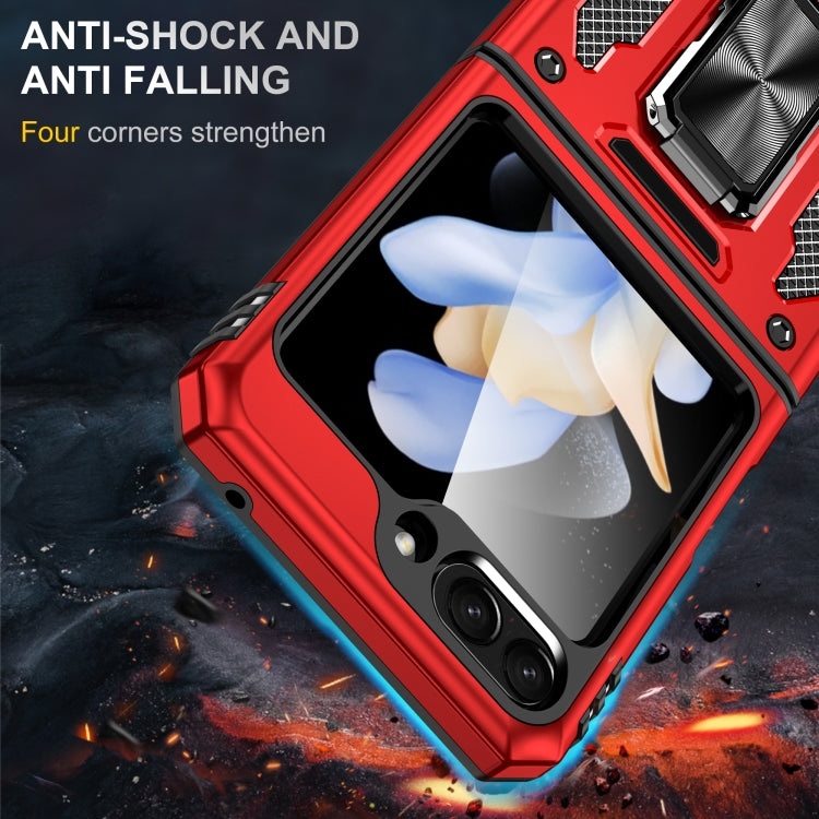 For Samsung Galaxy Z Flip5 5G Armor PC + TPU Camera Shield Phone Case(Red)