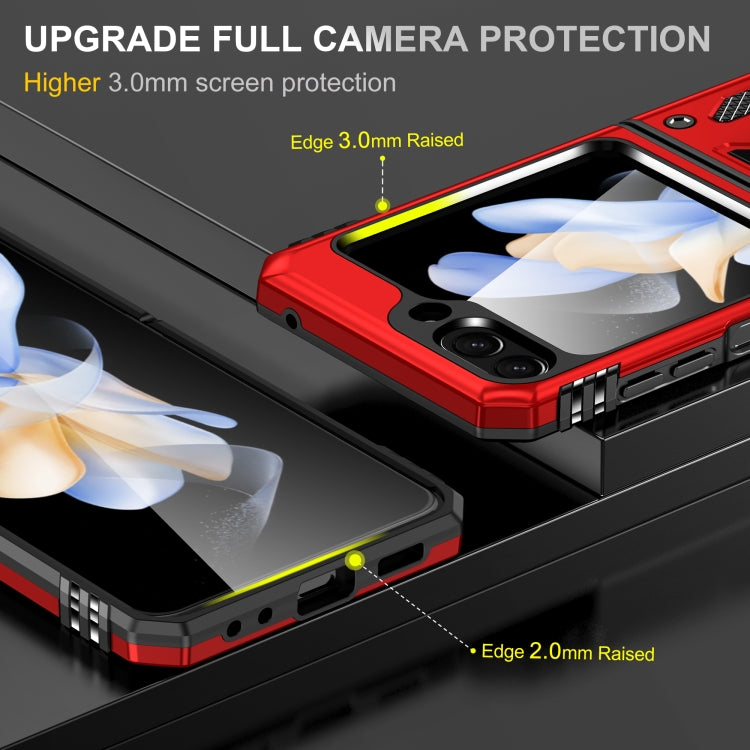 For Samsung Galaxy Z Flip5 5G Armor PC + TPU Camera Shield Phone Case(Red)