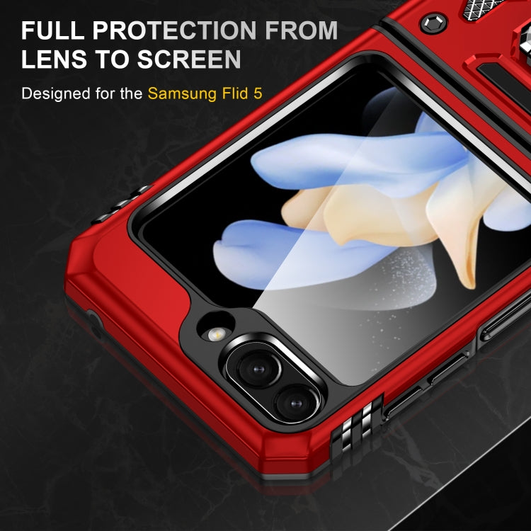 For Samsung Galaxy Z Flip5 5G Armor PC + TPU Camera Shield Phone Case(Red)