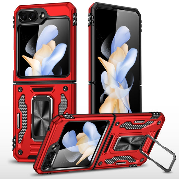 For Samsung Galaxy Z Flip5 5G Armor PC + TPU Camera Shield Phone Case(Red)