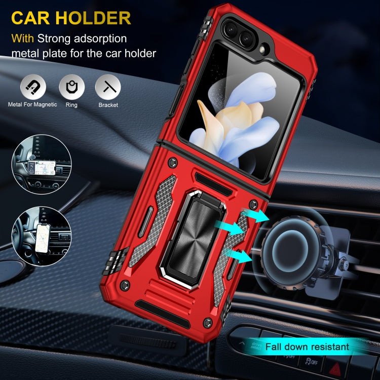 For Samsung Galaxy Z Flip5 5G Armor PC + TPU Camera Shield Phone Case(Red)