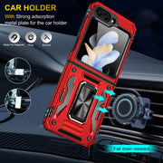 For Samsung Galaxy Z Flip5 5G Armor PC + TPU Camera Shield Phone Case(Red)