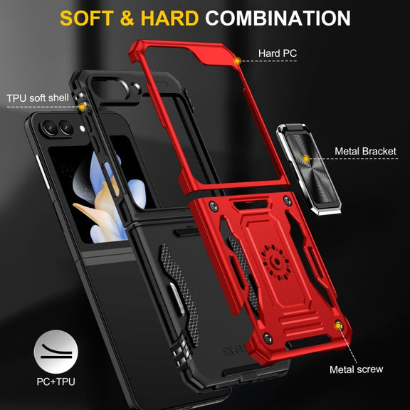 For Samsung Galaxy Z Flip5 5G Armor PC + TPU Camera Shield Phone Case(Red)