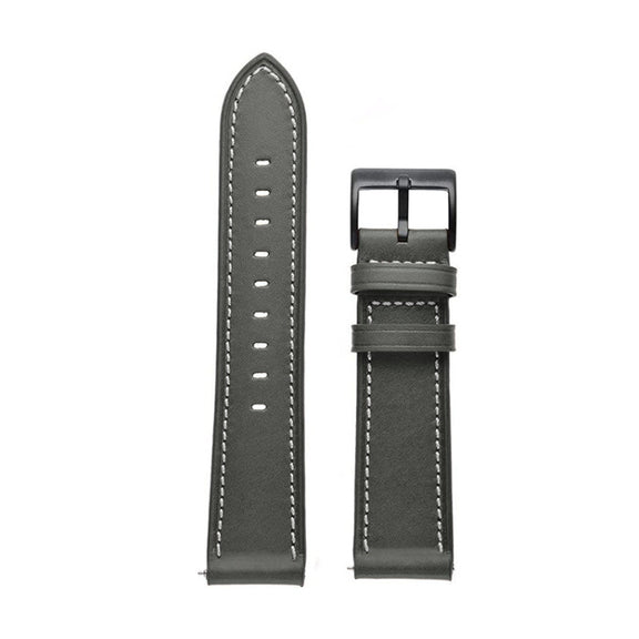 For Garmin Venu / SQ / SQ2 / Venu 2 Plus Stitching Black Buckle Genuine Leather Watch Band(Grey)