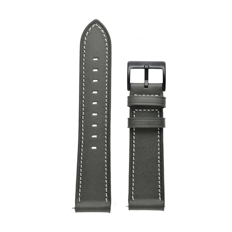 For Garmin Venu / SQ / SQ2 / Venu 2 Plus Stitching Black Buckle Genuine Leather Watch Band(Grey)