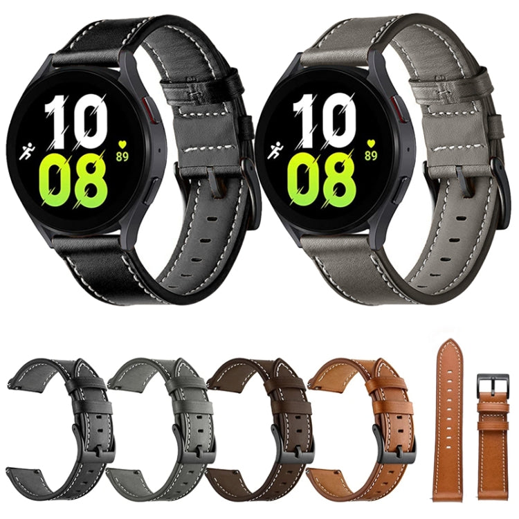 For Garmin Venu / SQ / SQ2 / Venu 2 Plus Stitching Black Buckle Genuine Leather Watch Band(Black)
