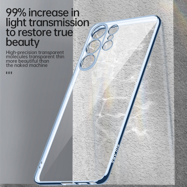 For Samsung Galaxy S23 Ultra 5G SULADA Shockproof Plating TPU Transparent Phone Case(Blue)