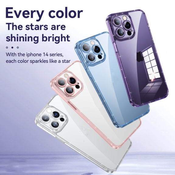 For iPhone 14 Plus SULADA Glittery TPU + Tempered Glass Phone Case(Purple)