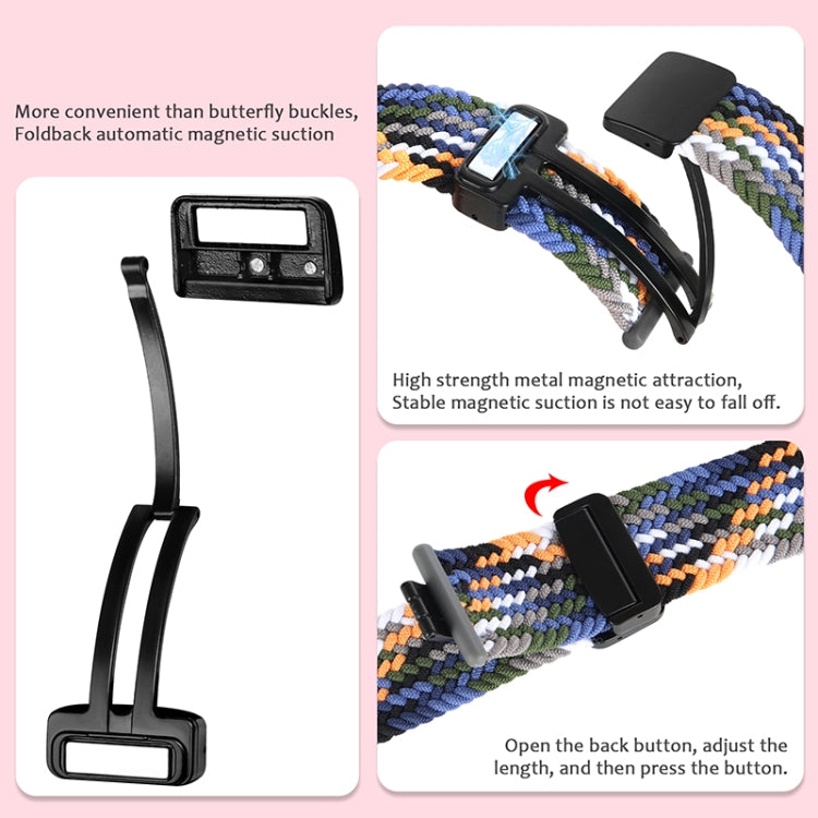 Compatible with Garmin VivoMove Trend / Luxe / Style 20mm Magnetic Fold Clasp Woven Watch Band(Green)