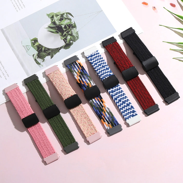 Compatible with Garmin VivoMove Trend / Luxe / Style 20mm Magnetic Fold Clasp Woven Watch Band(Green)