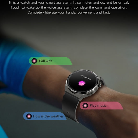 KT62 1.36 inch TFT Round Screen Smart Watch Supports Bluetooth Call/Blood Oxygen Monitoring, Strap:Leather Strap(Black)
