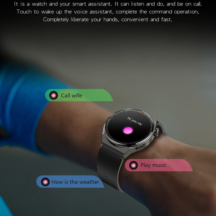 KT62 1.36 inch TFT Round Screen Smart Watch Supports Bluetooth Call/Blood Oxygen Monitoring, Strap:Silicone Strap(Black)
