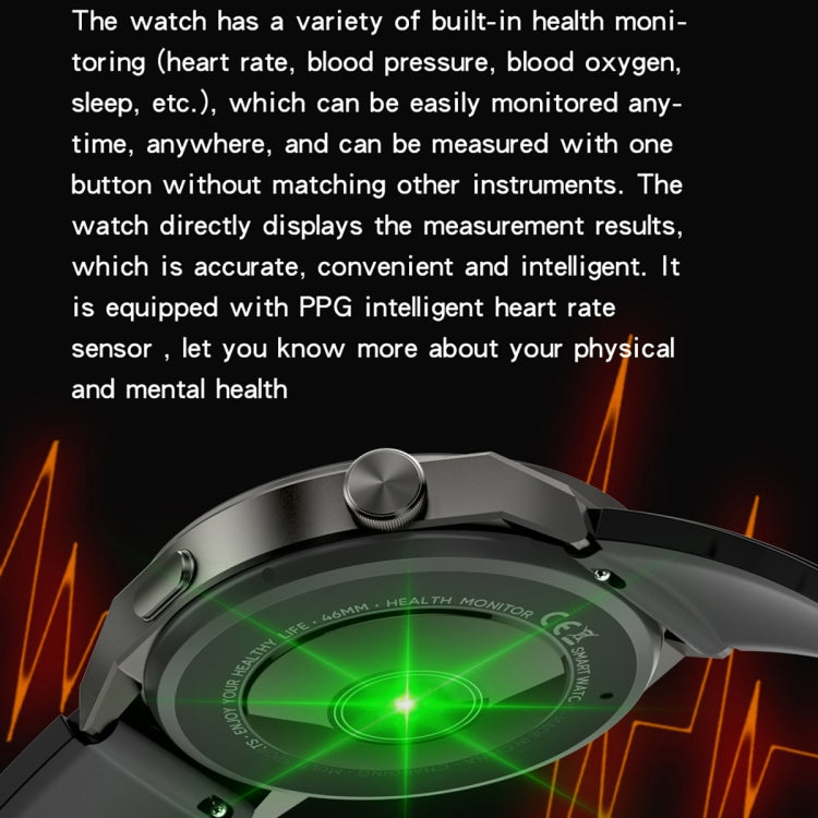 KT62 1.36 inch TFT Round Screen Smart Watch Supports Bluetooth Call/Blood Oxygen Monitoring, Strap:Leather Strap(Black)