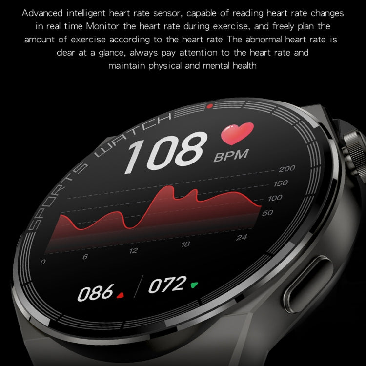 KT62 1.36 inch TFT Round Screen Smart Watch Supports Bluetooth Call/Blood Oxygen Monitoring, Strap:Leather Strap(Black)
