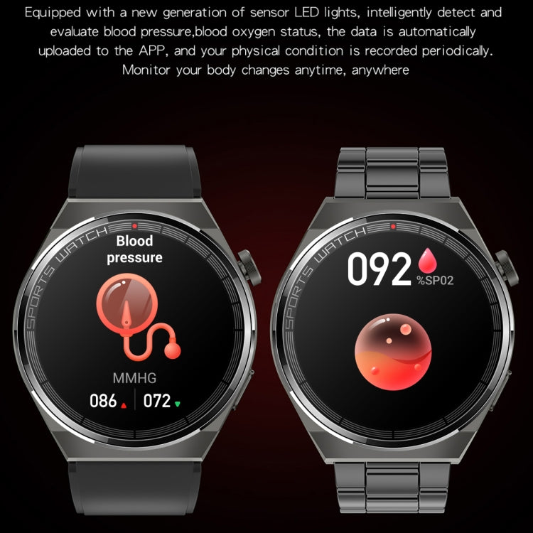 KT62 1.36 inch TFT Round Screen Smart Watch Supports Bluetooth Call/Blood Oxygen Monitoring, Strap:Silicone Strap(Black)