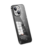 For iPhone 14 Plus SULADA Electroplated Transparent Glittery TPU Phone Case(Black)