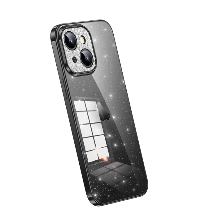 For iPhone 13 SULADA Electroplated Transparent Glittery TPU Phone Case(Black)