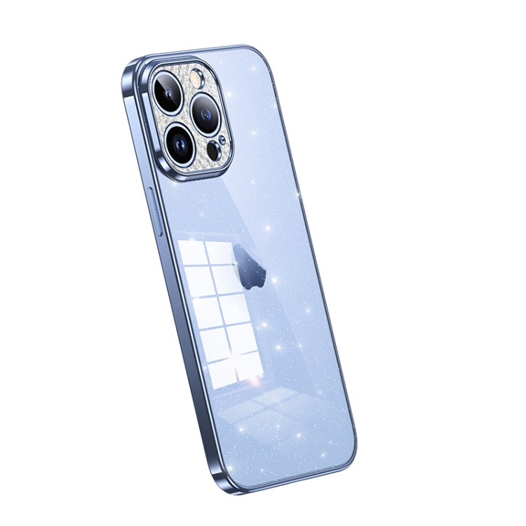 For iPhone 12 Pro Max SULADA Electroplated Transparent Glittery TPU Phone Case(Blue)
