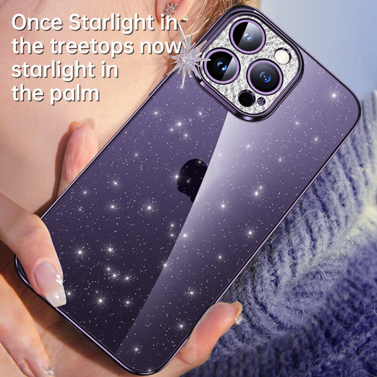 For iPhone 13 SULADA Electroplated Transparent Glittery TPU Phone Case(Black)
