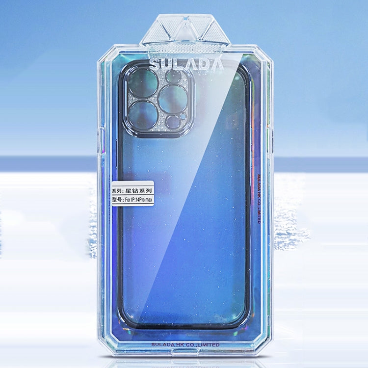 For iPhone 13 SULADA Electroplated Transparent Glittery TPU Phone Case(Black)