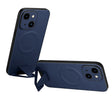 For iPhone 14 Plus SULADA Folding Holder Lambskin Texture MagSafe Phone Case(Blue) - iPhone 14 Plus Cases by SULADA | Online Shopping South Africa | PMC TechLife
