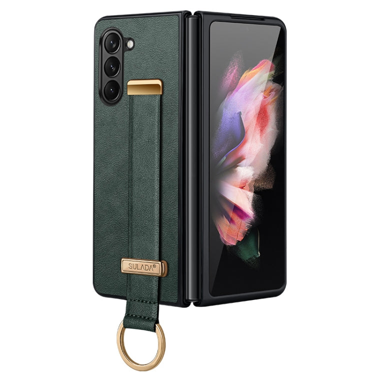 For Samsung Galaxy Z Fold5 SULADA PC + Leather Texture Skin Feel Shockproof Phone Case(Green)