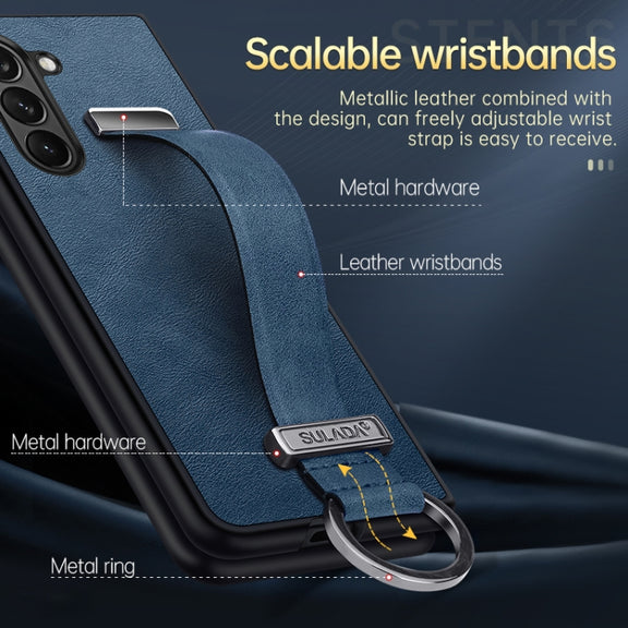 For Samsung Galaxy Z Fold5 SULADA PC + Leather Texture Skin Feel Shockproof Phone Case(Green)