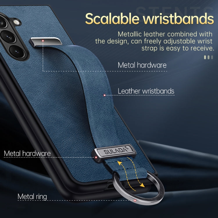 For Samsung Galaxy Z Fold5 SULADA PC + Leather Texture Skin Feel Shockproof Phone Case(Green)