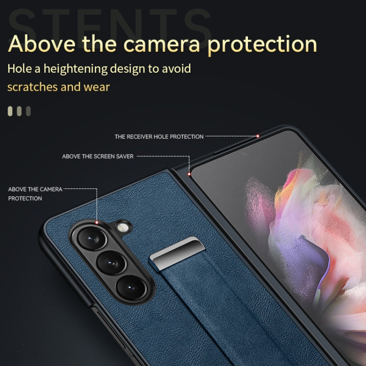 For Samsung Galaxy Z Fold5 SULADA PC + Leather Texture Skin Feel Shockproof Phone Case(Brown)