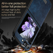 For Samsung Galaxy Z Flip5 SULADA Shockproof TPU + Handmade Leather Phone Case(Black)