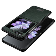 For Samsung Galaxy Z Flip5 SULADA Shockproof TPU + Handmade Leather Phone Case(Green)