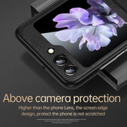 For Samsung Galaxy Z Flip5 SULADA Shockproof TPU + Handmade Leather Phone Case(Brown)