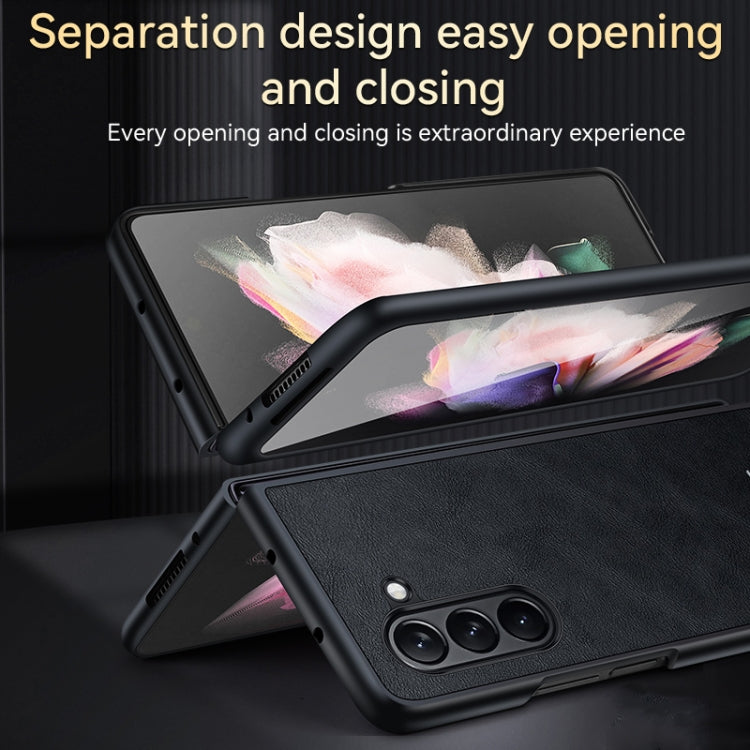 For Samsung Galaxy Z Fold5 SULADA Shockproof TPU + Handmade Leather Phone Case(Brown)