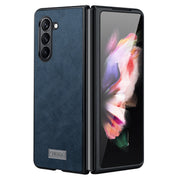 For Samsung Galaxy Z Fold5 SULADA Shockproof TPU + Handmade Leather Phone Case(Blue)