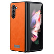 For Samsung Galaxy Z Fold5 SULADA Shockproof TPU + Handmade Leather Phone Case(Orange) - Galaxy Z Fold5 Cases by SULADA | Online Shopping South Africa | PMC TechLife